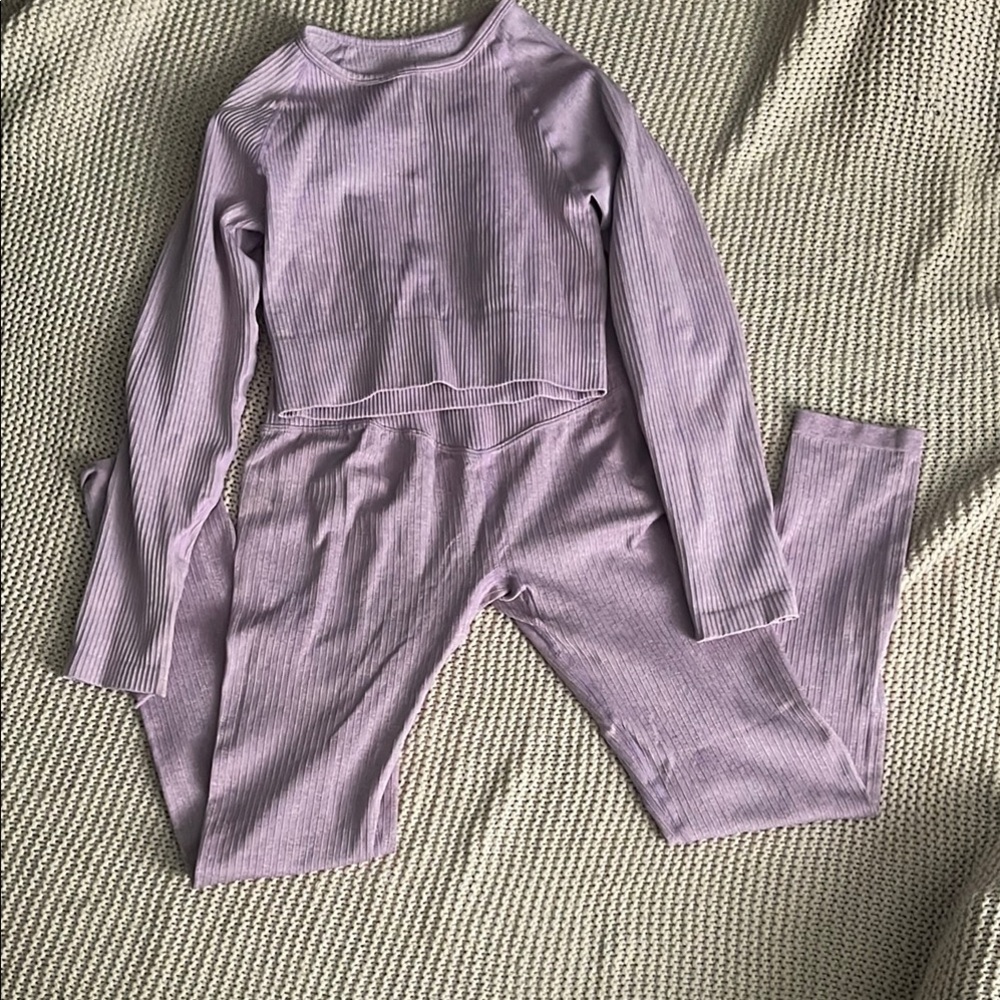 Lavender Ribbed Leggings Set